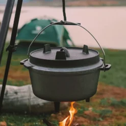 Velaze Topf-Sets, Feuertopf Aus Gusseisen Mit Füßen & Deckel, Topf Mit Henkel, Gusstopf Mit Deckelheber, Bräter Für Camping, Garten, 3.5L/1L -Brutzellust Verkaufsgeschäft 9cc8305ebe6b9905f45a106a595d0571