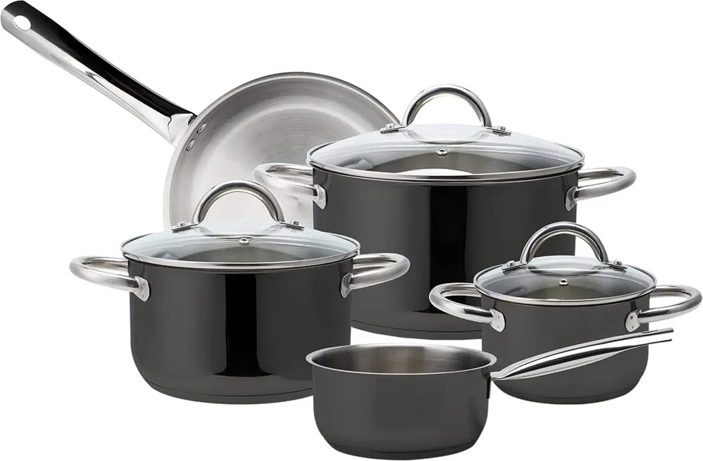 ECHTWERK Kochtopf-Set 8tlg Aus Edelstahl, , Farbe:Schwarz 2 ECHTWERK Kochtopf-Set 8tlg Aus Edelstahl, , Farbe:Schwarz – Bild 2