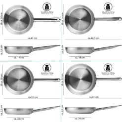ONVAYA® Edelstahlpfannen-Set | Bratpfanne | Ohne Beschichtung | Induktion & Backofengeeignet | Profipfannen Komplettset | Ø 20/24/28/32cm -Brutzellust Verkaufsgeschäft a289efb76bca0f346a6a107723389b5a