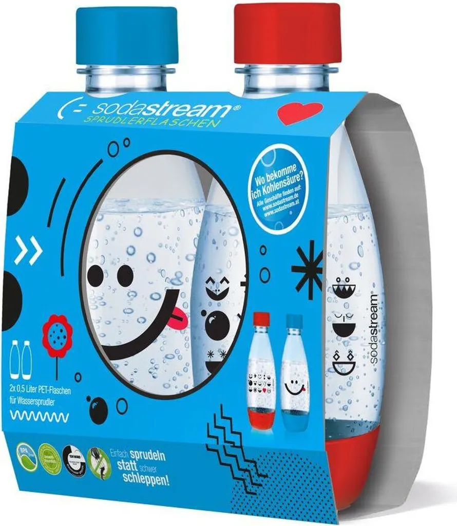Sodastream 2x PET Flaschen 0,5 L Blau Und Rot 1 Sodastream 2x PET Flaschen 0,5 L Blau Und Rot