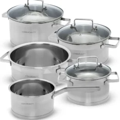 Classbach® Topfset 8-teilig, Kochtopf Set Edelstahl Für Alle Herdarten (Induktion-, Gasherd, Ceranfeld, Elektroherd) Spülmaschinenfest Kochtopf Set Camping, Töpfe Induktion Kochtopfset C-KTS 4017