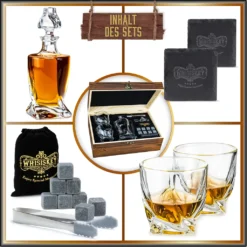 Whisiskey - Whisky Karaffe – Twisted Dekanter Set - Whiskey Karaffe Set - 1000ML - Geschenke Für Männer - Inkl. 8 Whisky Steine, Zange & 2 Whisky Gläser -Brutzellust Verkaufsgeschäft a7a0d9fe2603d71030ab148f8e5eb6d0