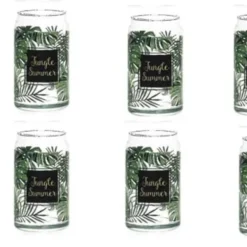 James Premium Karaffe Mit Deckel + Glas 450ml 6er Longdrinkgläser Set Spülmaschinenfest Mikrowellengeeignet Jungle-Motiv