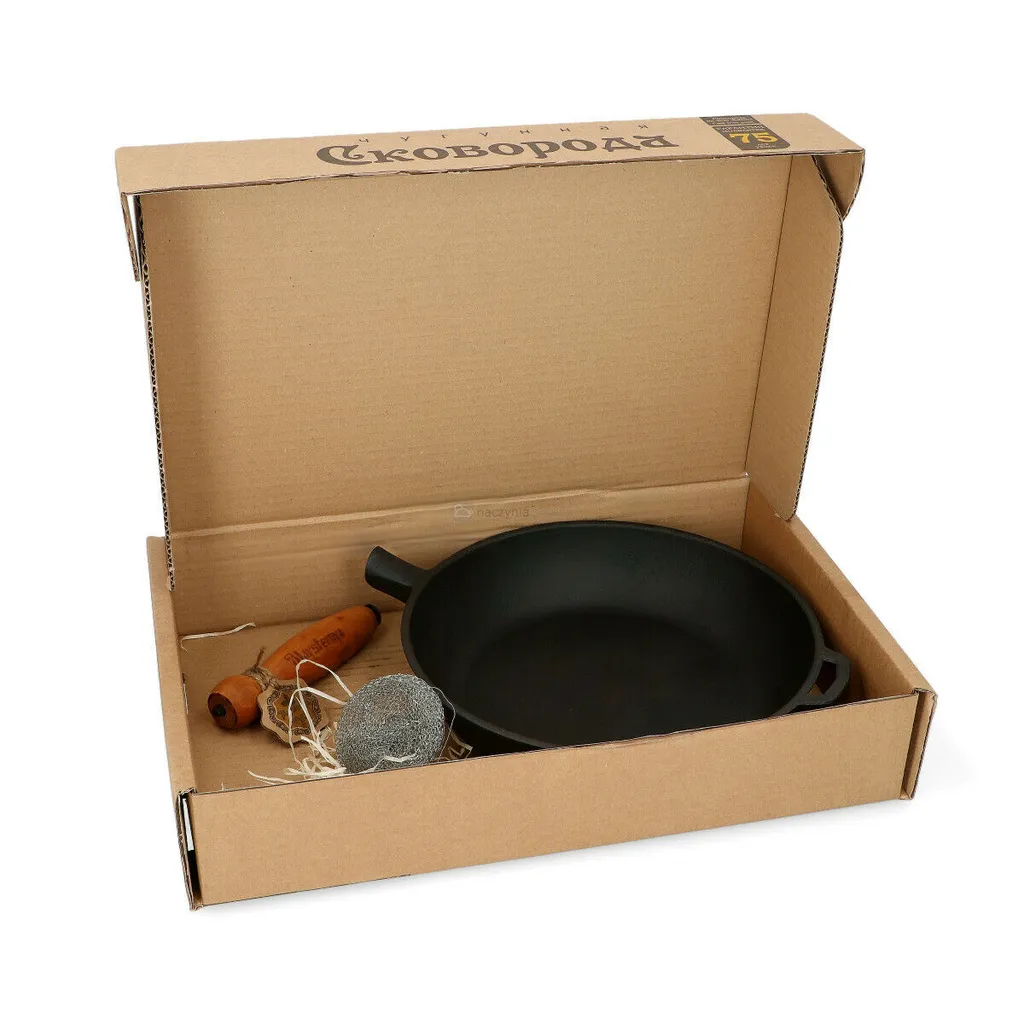 Gusseisenpfanne - Bratpfanne - Tiefe Pfanne Mit Holzgriff - Maysternya - 28 Cm 4 Gusseisenpfanne - Bratpfanne - Tiefe Pfanne Mit Holzgriff - Maysternya - 28 Cm – Bild 4