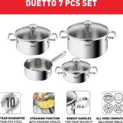 Tefal Duetto Kochgeschirr, 7-Teiliges Set, Stielkasserolle 16 Cm, Kochtöpfe 16/20/24 Cm + Deckel 11 Tefal Duetto Kochgeschirr, 7-Teiliges Set, Stielkasserolle 16 Cm, Kochtöpfe 16/20/24 Cm + Deckel -Brutzellust Verkaufsgeschäft b539c6ca97b72b3012aecab98bdb61c9