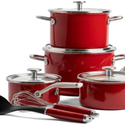 KitchenAid Topfset Steel Core Enamel Empire Rot 10-teilig