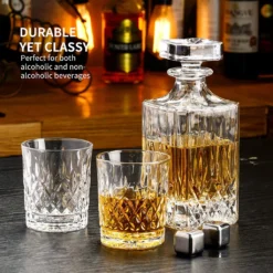 Amisglass Whiskey Karaffe Mit 2 Gläsern, Whiskey Set, 3-teilig, Whisky Dekanter 700ml Und Whisky Gläser 300ml 2 Stück, Kristallgläser & Longdrinkgläser -Brutzellust Verkaufsgeschäft bbb62c988e63d9c9e5e852072eb673f3
