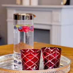 4er Set Kristallgläser Dio, Rot, Handgeschliffenes Glas , Höhe 10 Cm, Füllmenge 0,23 Liter -Brutzellust Verkaufsgeschäft bc0fbc952903f8397278c257594607e6