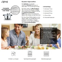 TopfSet Induktion 7-Teilig Edelstahl Alle Herdarten Töpfe Kochtopf Pfannen Set Schwarz -Brutzellust Verkaufsgeschäft c0fa6a027bbdb28bb85c5224e637601e