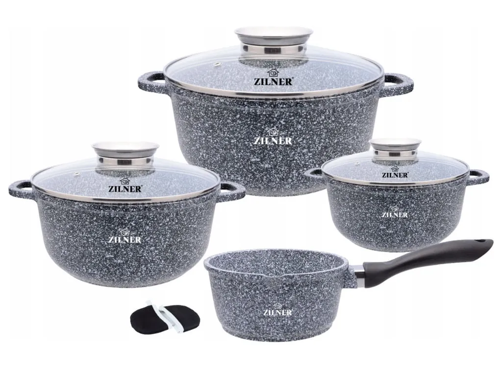 Graue Töpfe Und Kasserolle Mit Marmorbeschichtung 1 Graue Töpfe Und Kasserolle Mit Marmorbeschichtung