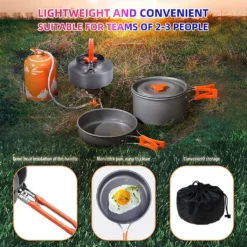 Kochtopf Topf-Sets Camping Kochgeschirr Set Outdoor Kochausrüstung Töpfe Bratpfanne Kettle Set,Orange -Brutzellust Verkaufsgeschäft c6abe40325c5b8053eae1632c5f19016