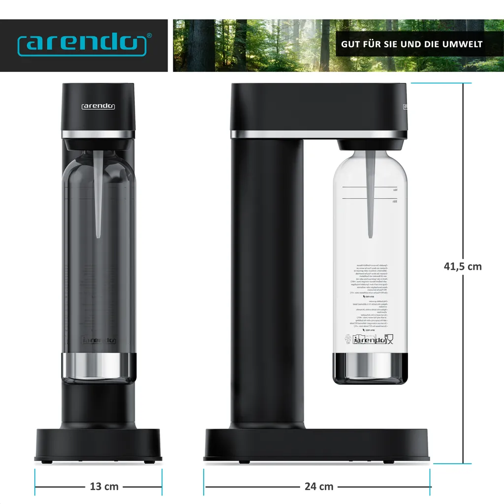 Arendo Wassersprudler 850 Ml – Inkl. 2 850 Ml Wasserflaschen - Carbonator - Fein Dosierbar – Kompatibel Mit 60 L CO2 Zylindern 3 Arendo Wassersprudler 850 Ml – Inkl. 2 850 Ml Wasserflaschen - Carbonator - Fein Dosierbar – Kompatibel Mit 60 L CO2 Zylindern – Bild 3