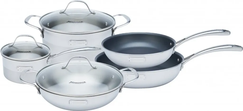 Remoska Edelstahl Topfset Quanta XL - 5-teilig Induktions Töpfe Set, 5l Kochtopf Mit Glasdeckel, 16cm Stielkasserolle, 28cm Edelstahl Wokpfanne, 24cm Und 28cm Pfanne Mit Antihaftbeschichtung 1 Remoska Edelstahl Topfset Quanta XL - 5-teilig Induktions Töpfe Set, 5l Kochtopf Mit Glasdeckel, 16cm Stielkasserolle, 28cm Edelstahl Wokpfanne, 24cm Und 28cm Pfanne Mit Antihaftbeschichtung