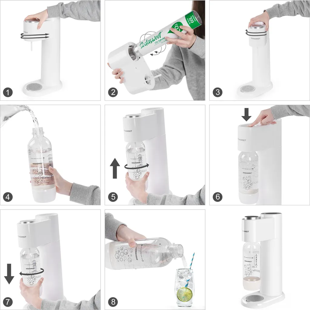 SODASWEET Wassersprudler-Set, Sodawasser Maschine Soda Maker Mit 1x CO2 Zylinder(425g Kohlensäure Für 60L Wasser), 1x 1L PET-Flasche, Ideal Für Zuhause, Bar, Restaurant Usw. 4 SODASWEET Wassersprudler-Set, Sodawasser Maschine Soda Maker Mit 1x CO2 Zylinder(425g Kohlensäure Für 60L Wasser), 1x 1L PET-Flasche, Ideal Für Zuhause, Bar, Restaurant Usw. – Bild 4