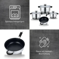TopfSet Induktion 7-Teilig Edelstahl Alle Herdarten Töpfe Kochtopf Pfannen Set Schwarz -Brutzellust Verkaufsgeschäft d372174f89d63aa797bafbb8d8e52f3a