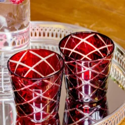 4er Set Kristallgläser Dio, Rot, Handgeschliffenes Glas , Höhe 10 Cm, Füllmenge 0,23 Liter -Brutzellust Verkaufsgeschäft d574fd01dd5d7ca9a27e35ad97460ad7