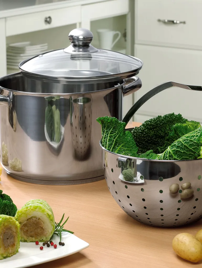 BEYOND® Edelstahl Kochtopf 24 Cm, Mit Glasdeckel Und Herausnehmbarem Siebeinsatz 11 BEYOND® Edelstahl Kochtopf 24 Cm, Mit Glasdeckel Und Herausnehmbarem Siebeinsatz – Bild 11