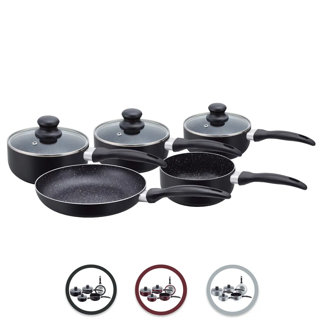 Herzberg HG-5003BK: 8-Teiliges Marmor-Kochgeschirr-Set - Schwarz 3 Herzberg HG-5003BK: 8-Teiliges Marmor-Kochgeschirr-Set - Schwarz – Bild 3