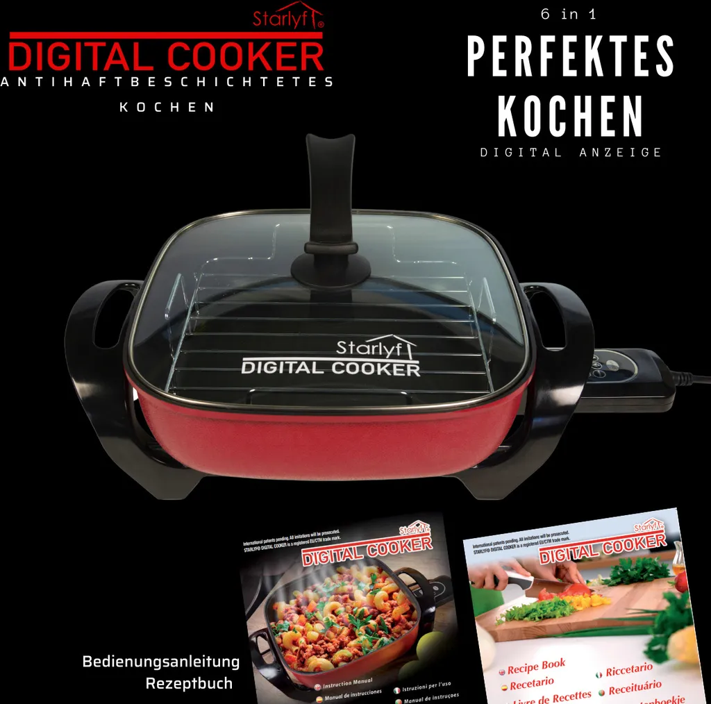 Starlyf®Digital Cooker - XXL Elektrische Bratpfanne Mit Digitalem Thermostat Und Temperaturanzeige, 1600 Watt, 5,5 Liter Fassungsvermögen, Partypfanne - Aus Der TV Werbung 8 Starlyf®Digital Cooker - XXL Elektrische Bratpfanne Mit Digitalem Thermostat Und Temperaturanzeige, 1600 Watt, 5,5 Liter Fassungsvermögen, Partypfanne - Aus Der TV Werbung – Bild 8