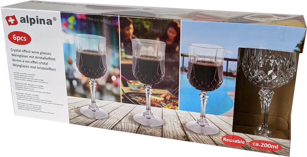 6er Set Kunststoff Weingläser Kristalleffekt 200ml / Ø7x16,5cm 2 6er Set Kunststoff Weingläser Kristalleffekt 200ml / Ø7x16,5cm – Bild 2