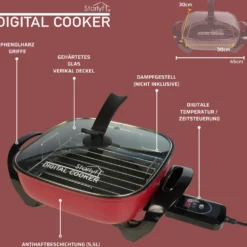 Starlyf®Digital Cooker - XXL Elektrische Bratpfanne Mit Digitalem Thermostat Und Temperaturanzeige, 1600 Watt, 5,5 Liter Fassungsvermögen, Partypfanne - Aus Der TV Werbung 24 Starlyf®Digital Cooker - XXL Elektrische Bratpfanne Mit Digitalem Thermostat Und Temperaturanzeige, 1600 Watt, 5,5 Liter Fassungsvermögen, Partypfanne - Aus Der TV Werbung -Brutzellust Verkaufsgeschäft ea743cfeee97bb9331578733c002f4f1