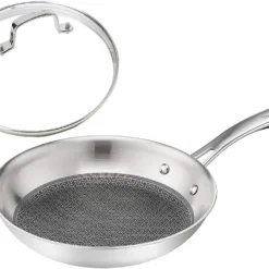 Tefal Bratpfanne ETERNAL MESH Edelstahl Kratzfest °28cm E49706 + Jamie Oliver Gravur Glasdeckel
