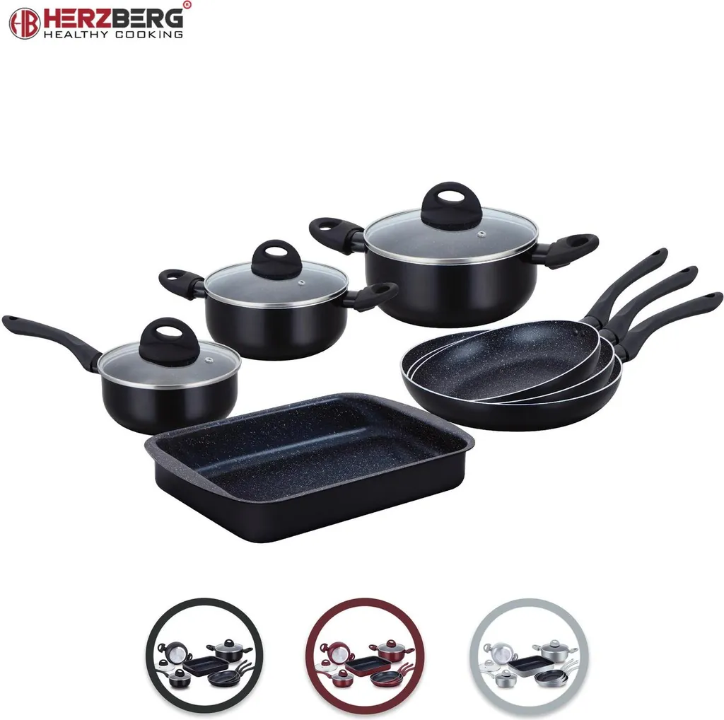 Herzberg HG-5003BK: 8-Teiliges Marmor-Kochgeschirr-Set - Schwarz 12 Herzberg HG-5003BK: 8-Teiliges Marmor-Kochgeschirr-Set - Schwarz – Bild 12