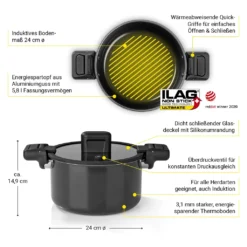 N8WERK Aluguss-Energiespartopf Kochtopf Topf Energiespartopf Aluguss 5,8 L Induktion Deckel Suppentopf Ø 24 Cm 9 N8WERK Aluguss-Energiespartopf Kochtopf Topf Energiespartopf Aluguss 5,8 L Induktion Deckel Suppentopf Ø 24 Cm -Brutzellust Verkaufsgeschäft f6116c8f49455afd4b81a2dd465414c1