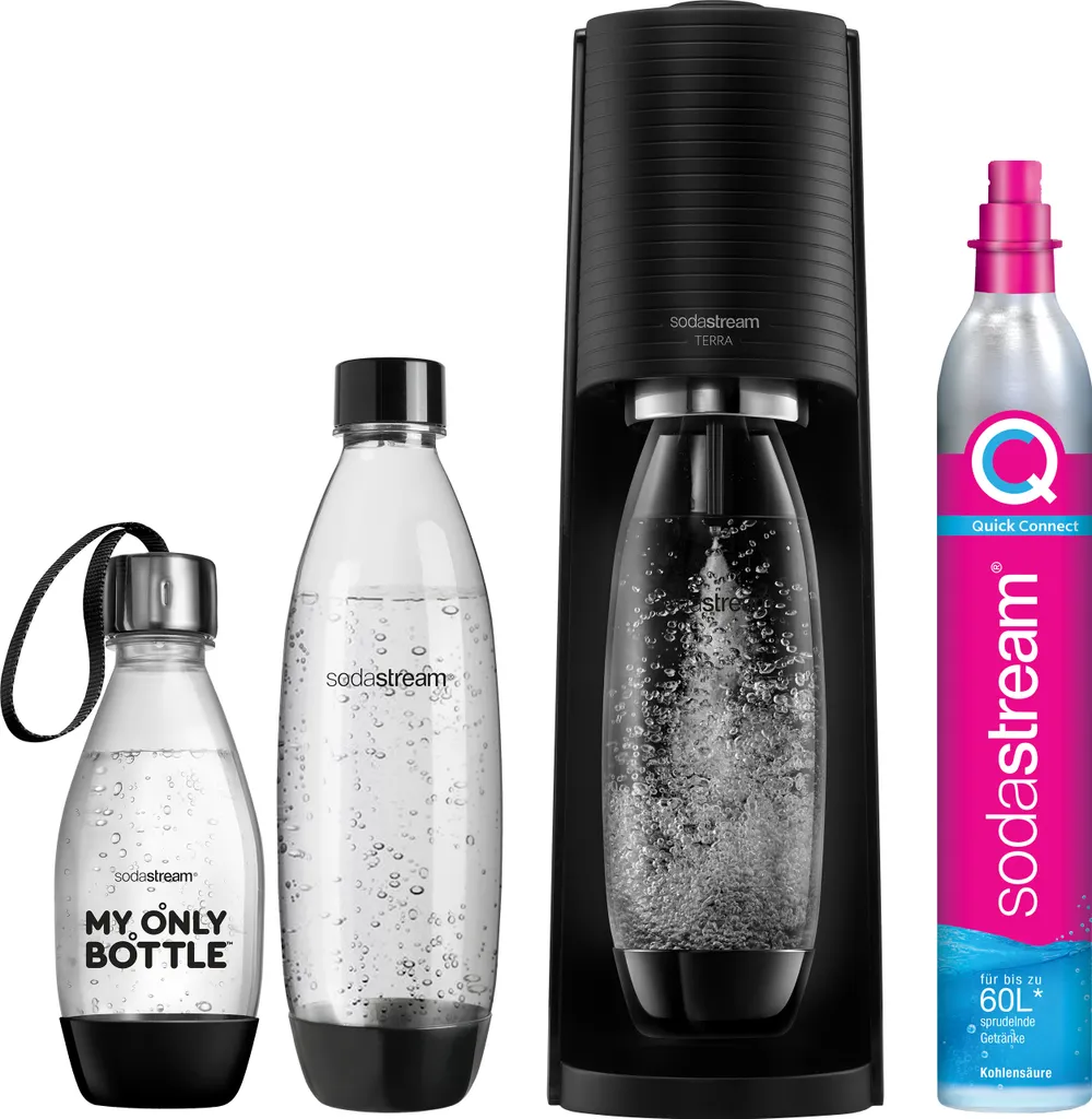 SodaStream TERRA Vorteilspack, Schwarz Mit 3 Flaschen 1 SodaStream TERRA Vorteilspack, Schwarz Mit 3 Flaschen